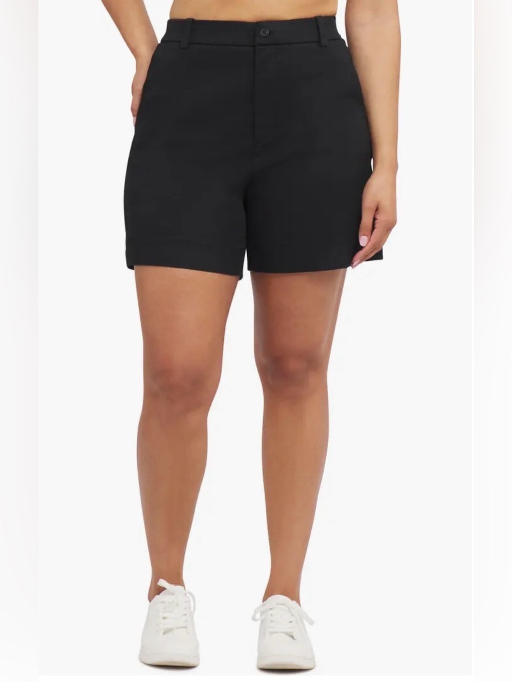 SPANX Stretch Twill Women's Shorts Black Supersmooth New Large Classic Stretch